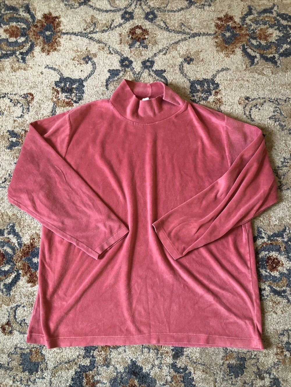 Vtg LL Bean Womens Size XL Turtle Neck Pink Long Sleeve Pullover Comfort